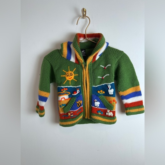 Peruvian Knit Sweater Wool Baby Multicolor - Picture 1 of 10
